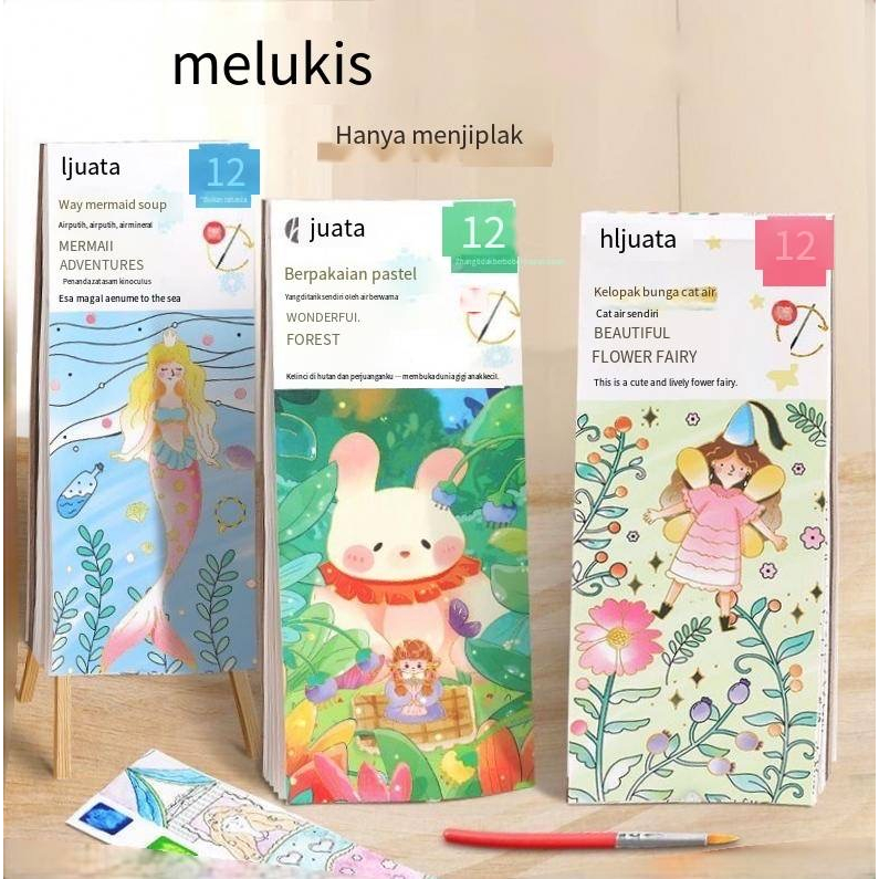 

✿Lukisan Air/Hadiah✿[12 lembar]Lukisan Cat Air/Pembatas Buku Kertas Lukisan/Kreatif Anak-anak Guas/Buku Gambar Grafiti/Lukisan Cat Air Taman Kanak-kanak/Buku Mewarnai/Siswa Sekolah Dasar Kecil Portabel Buku Gambar/