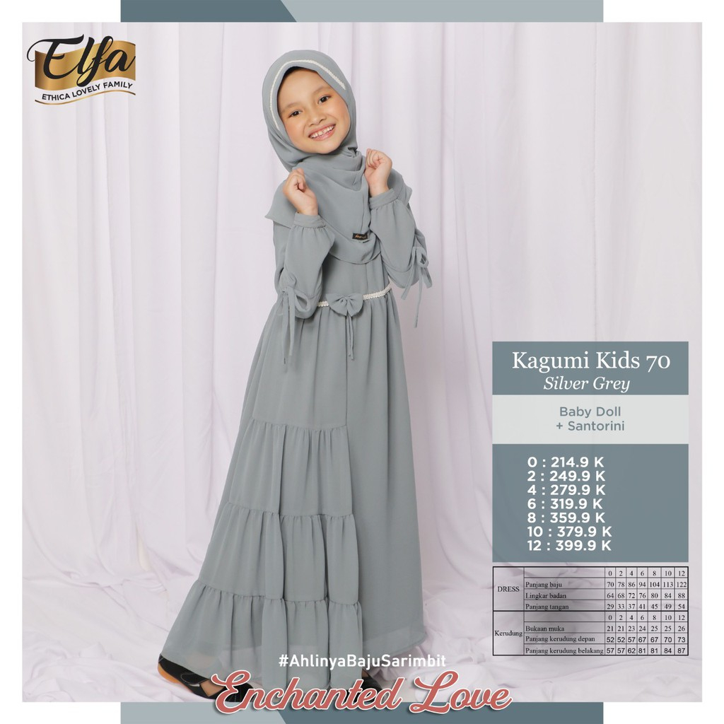 GAMIS ANAK MUSLIMAH KAGUMI KIDS 70 SILVER GREY