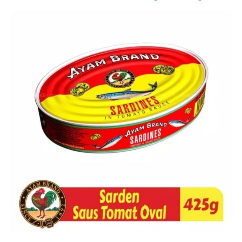 

425g Ayam Brand Sardines In Tomato Sauce / Ikan Sarden Dalam Kaleng Malaysia