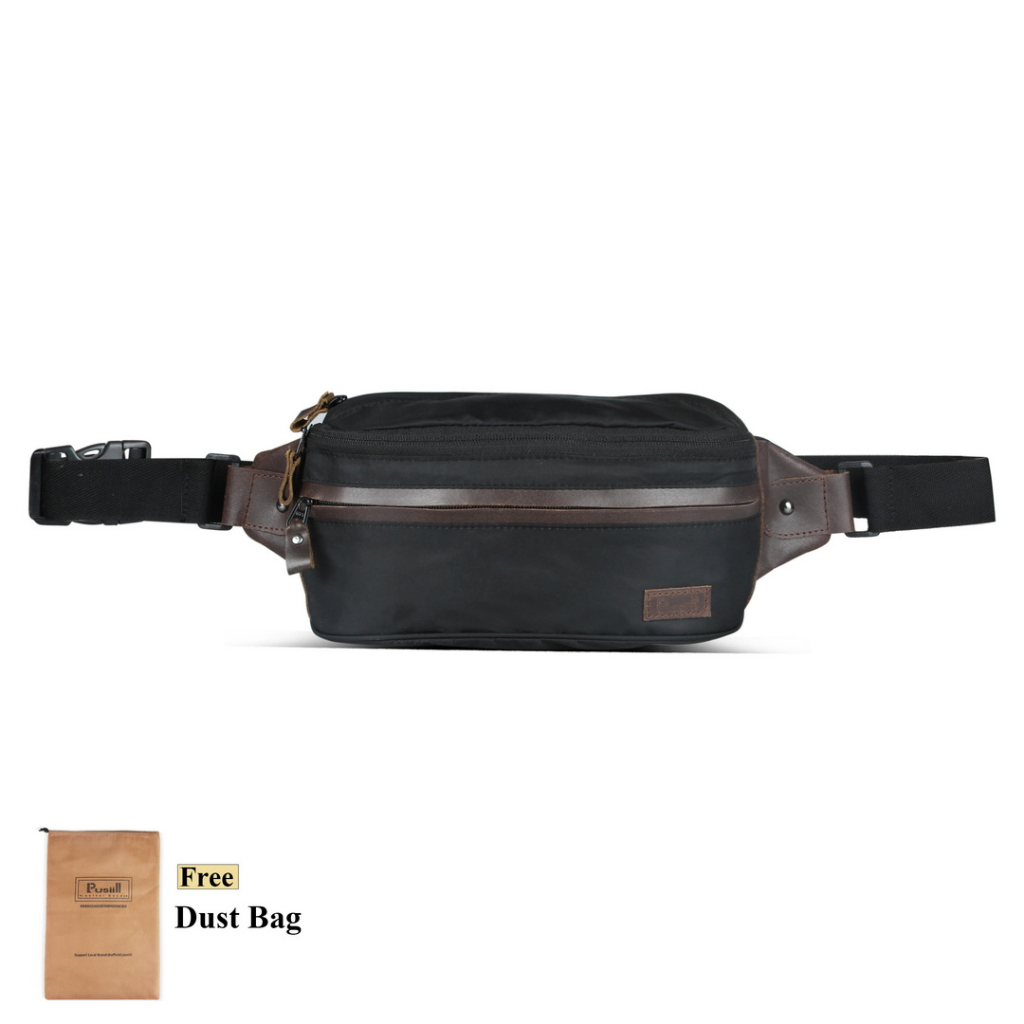 Tas Pinggang Pria Waterproof Kulit Asli Keren Terbaru Pusiill Waistbag