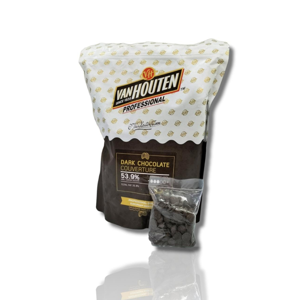 

Van Houten Dark Couverture 70,4% Cokelat Pahit dan Van Houten Dark Couverture 53,9%/Cokelat Couverture Coin Cokelat Manis 1,5kg