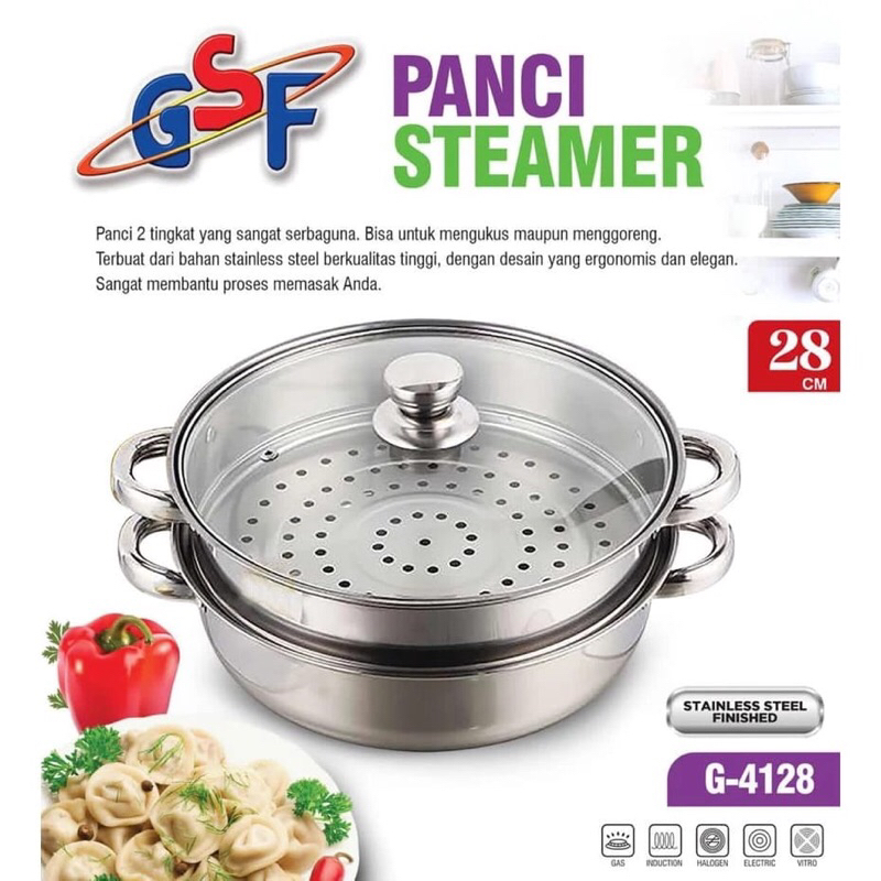 Panci Kukus Stainless Steel GSF Tutup Kaca
