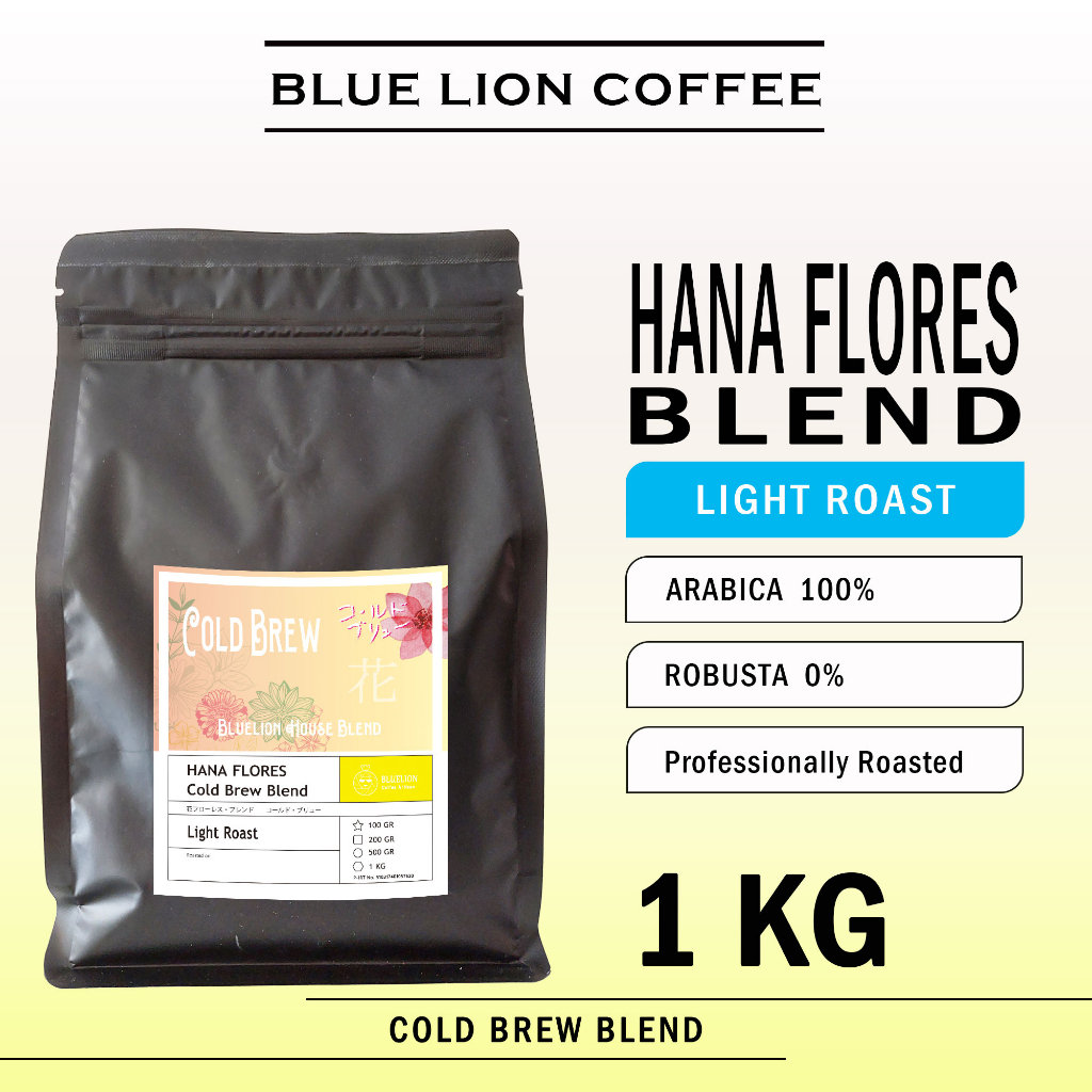 

Cold Brew Hana Flores Blend 1 KG Light Roast Biji Kopi Bubuk 100 Arabica Blue Lion Coffee