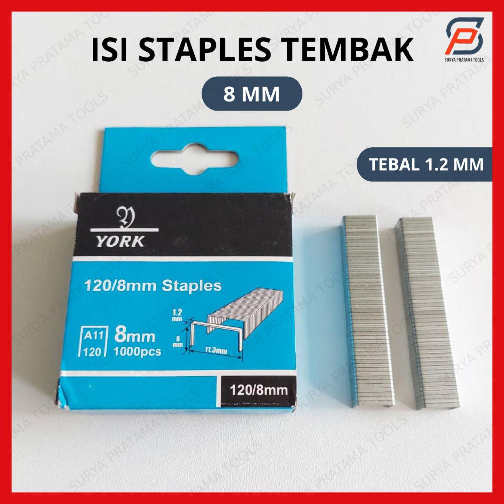 

Isi Staples York Tebal 8mm Refill Stapler Hekter Tembak Besar 120/8mm 1000 Pcs