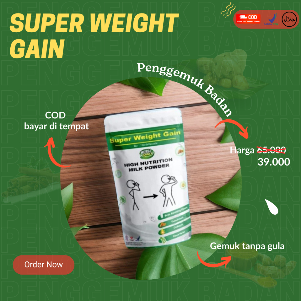 

(COD) Weight G HERBI GOALS Susu Penggemuk Badan Dewasa Halal Dan BPOM