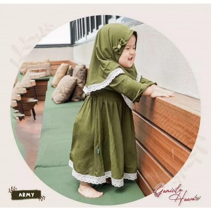 gamis bayi set hijab lucu gemoy 1-4 tahun/gamis anak set hijab terlaris/gamis anak balita termurah/g