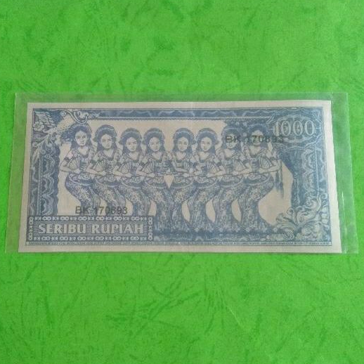 Uang kuno 1000 Soekarno Menggulung Biru 8 Penari