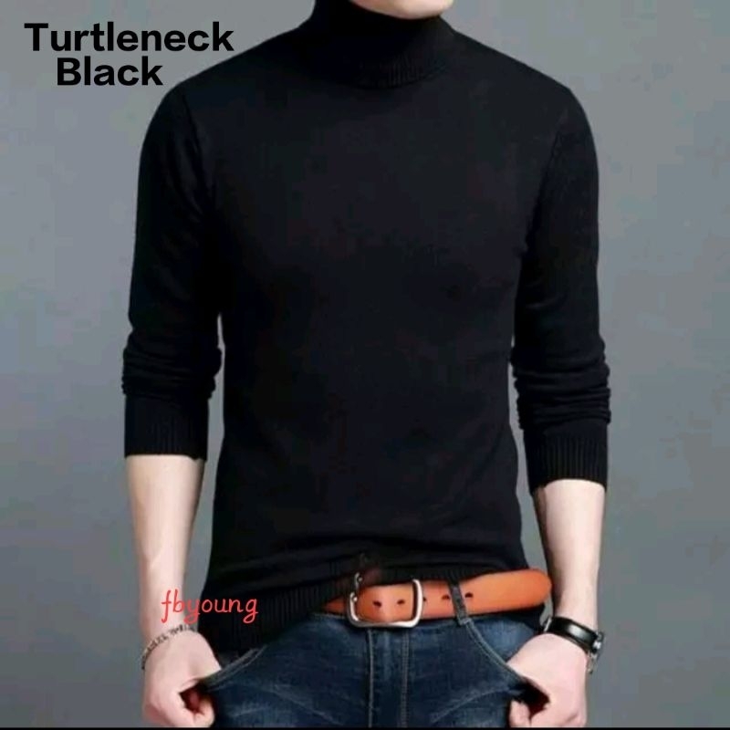 kaos turtleneck pria wanita lengan panjang polos