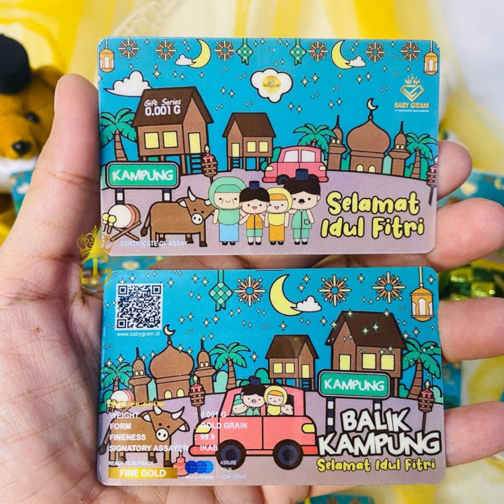 

BABY GOLD SOUVENIR EMAS 24K IDUL FITRI SERIES MUDIK GRAMASI 0.001 GRAM ANGPAO LEBARAN HAMPERS