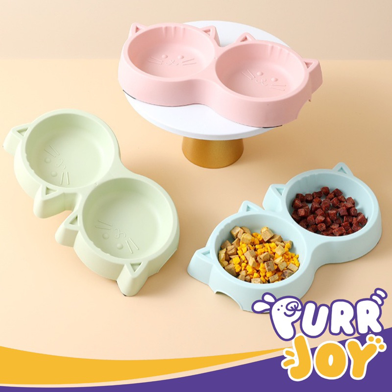 PURRJOY Mangkuk Makan Minum Anjing Kucing Bentuk Kepala Kucing Mangkuk Makan Kucing Murah Mangkuk Minum Kucing Murah Mangkuk Makan Minum Hewan Peliharaan Lucu Murah Lebay Pet Feeder