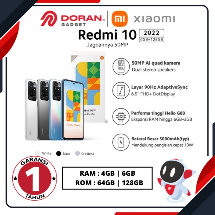 Xiaomi Redmi 10 2022 4GB / 64GB 4/64 | 6GB / 128GB 6/128GB Carbon Gray | Pebble White | Sea Blue - G