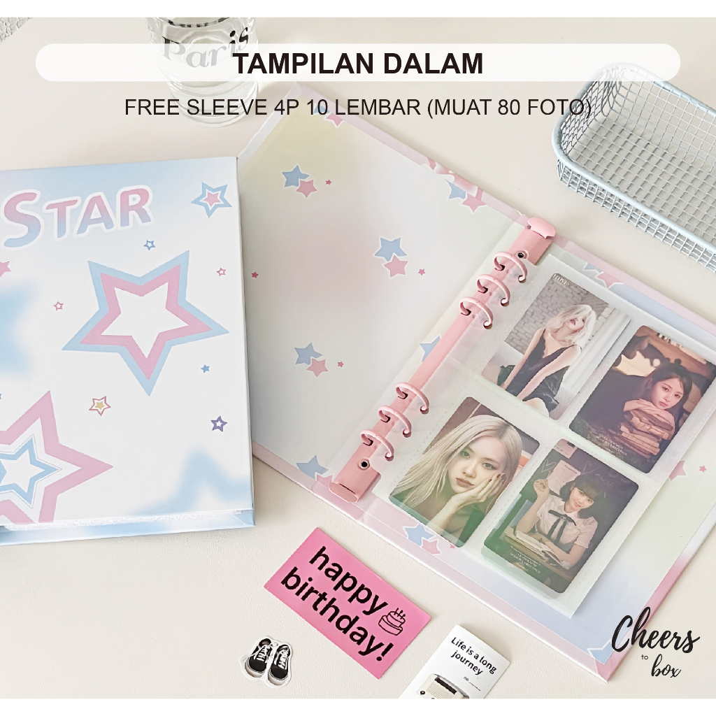 [FREE SLEEVE 10 LEMBAR] Binder Hardcover A5 Bisa di Refill / Buku Binder 6 Ring Photocard / Compotition Book Photocard 2R 6x9 cm / Tempat Penyimpanan Hard Case Kartu Sleeve 4P 2 sisi