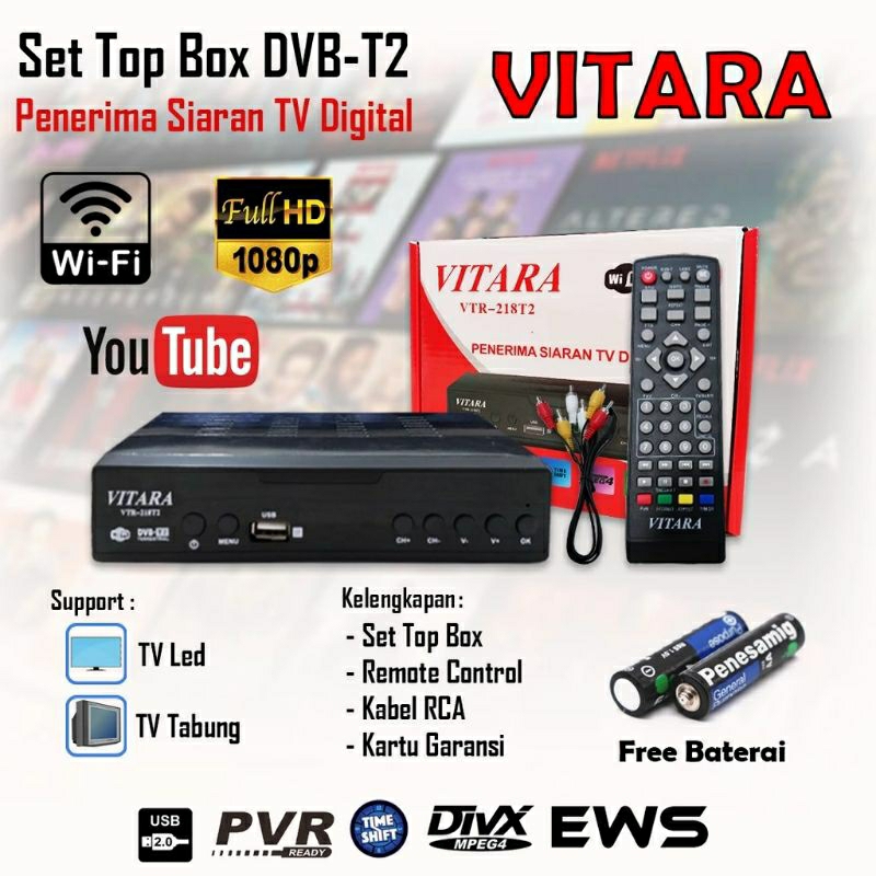 Set Top Box Vitara VTR 218T2 / DVB T2 / STB Tv Digital / Penerima Siaran Tv Digital