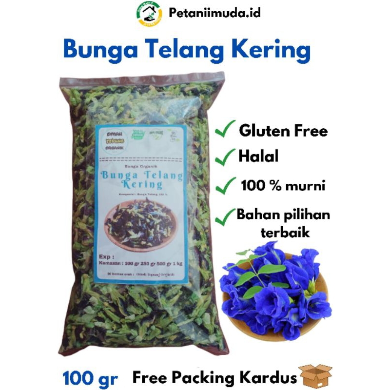 

Bunga Telang Kering murni/Teh Bunga Telang Kering kemasan 100 gram