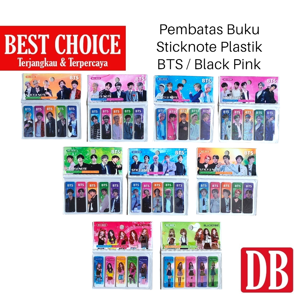 

Pembatas Buku Plastik / Sticky Note Plastik Fancy Lucu Murah BTS / BlackPink