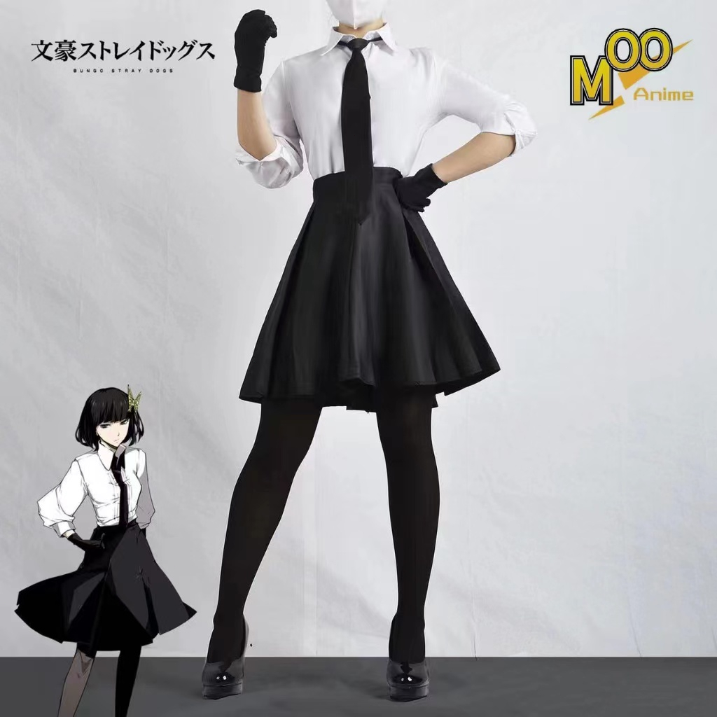 Anime Stray Dogs Cosplay Costume Set Osamu Atsushi Akiko Yosano Dress Coat Top Halloween Party Show