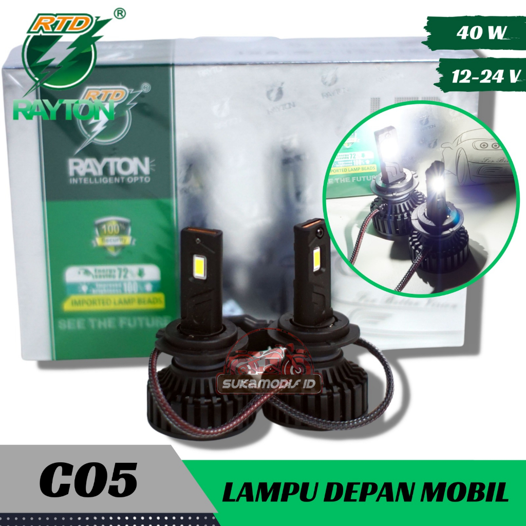 LAMPU UTAMA MOBIL WHITE WHITE 1Set C05 KIPAS YELLOW YELLOW 9005 9006 9012 H7 H4  RTD  2 PCS RAYTON  