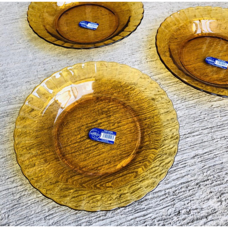 [ISI 6 BUAH] Piring makan kaca Duralex coklat diameter 22,5 cm