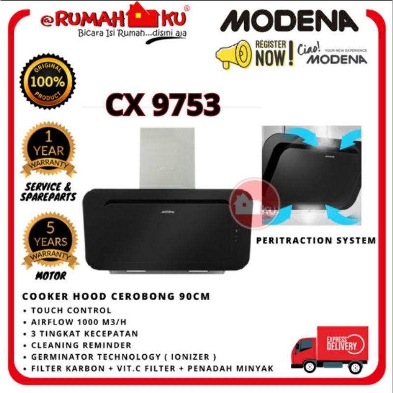 MODENA HOOD CX 9753 CHIMNEY HOOD 90CM FORLI