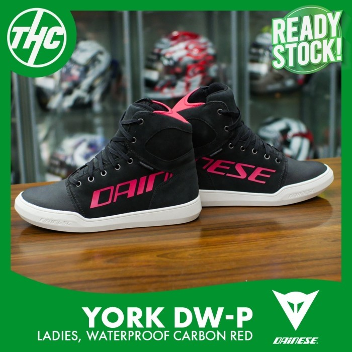 DAINESE YORK DW-P DARK RED DWP LADIES RIDING SHOES SEPATU WATERPROOF