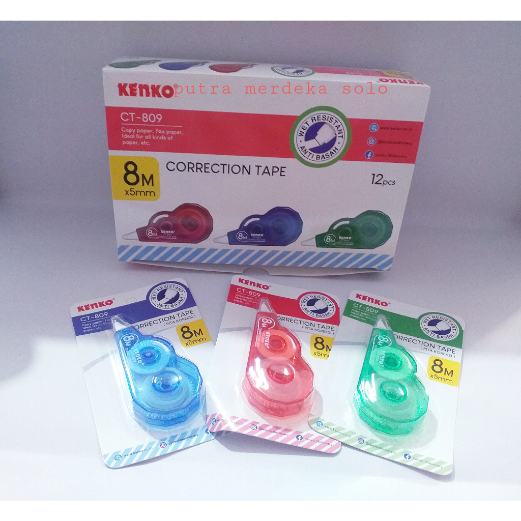 

TIPEX, TIPEX KERTAS, TIPEX PITA, CORRECTION TAPE KENKO