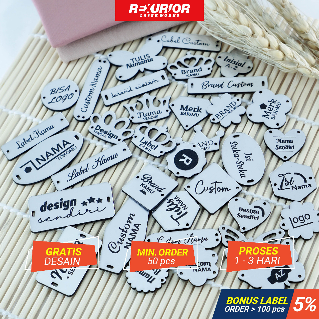 

Label Akrilik SILVER ( Serat Mirip Stainless ) Tas, Mahar & Pakaian I Rexurior Laser Works