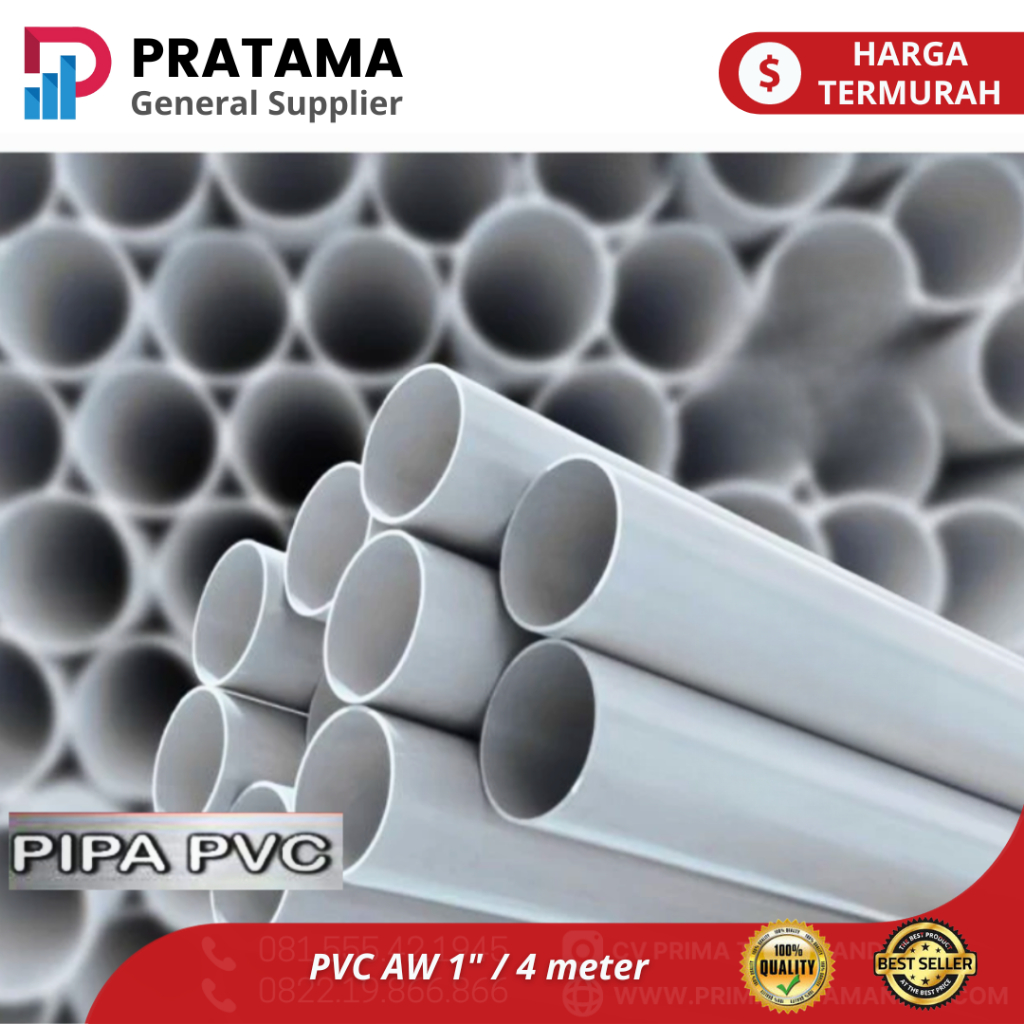 Pipa Pvc 1" Inch Type AW (Putih) Pipa Paralon PVC Air Bersih AW 1" / surabaya