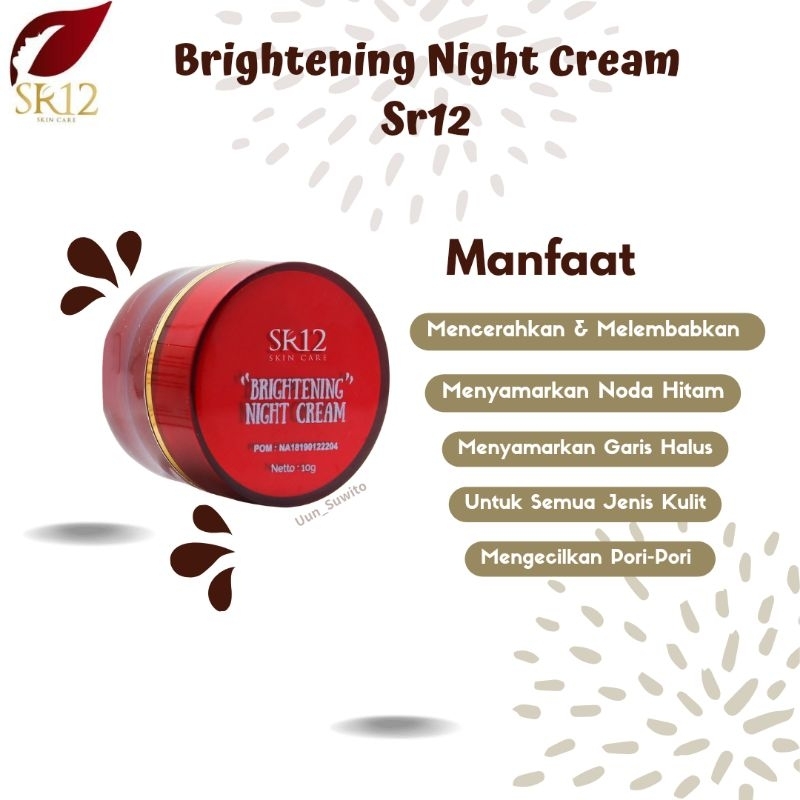 Sr12 Skincare Night Cream Brightening Cream Wajah Bpom Krim Glowing Skincare Viral Tiktok