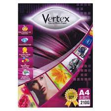 

Kertas Photo Glossy A4 vertex 210g ( pack )