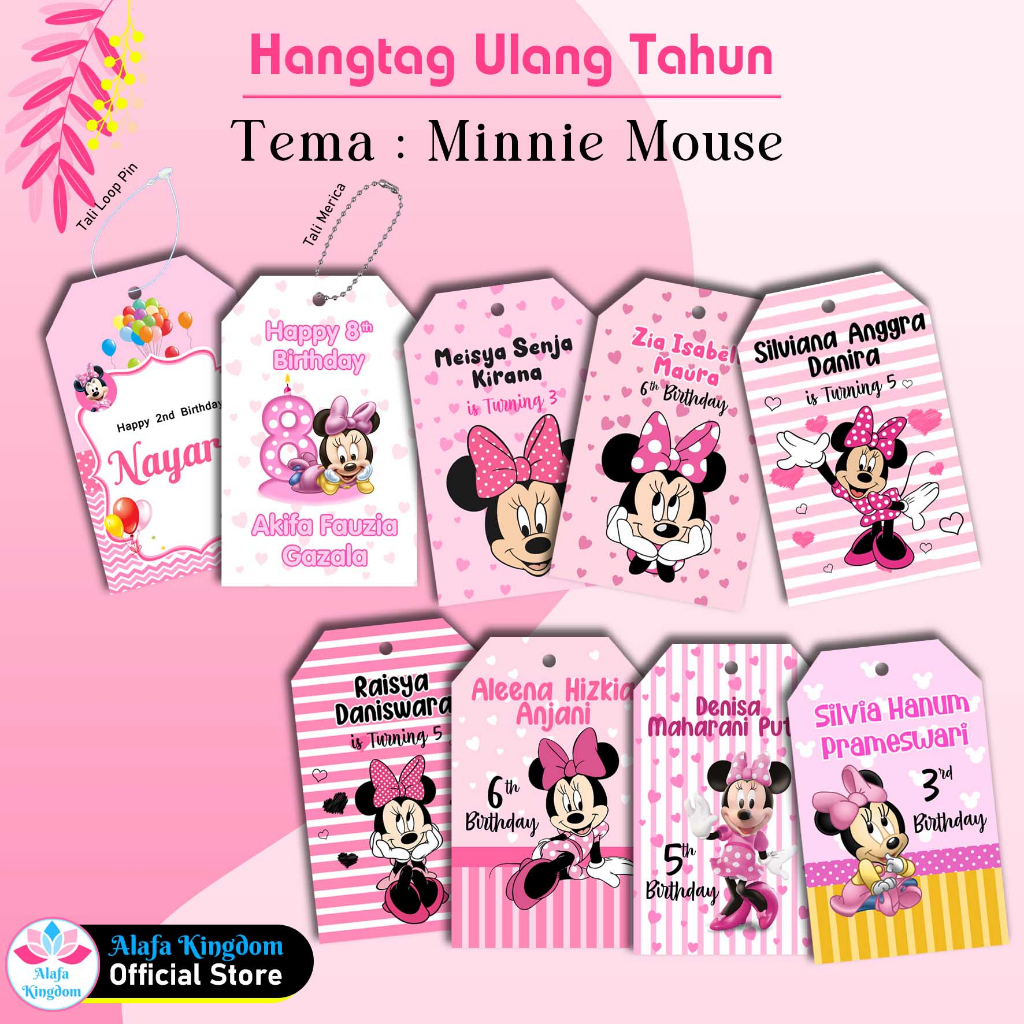 

alafakingdom - 8 Pcs Hangtag Label Ultah Birhtday Ulang Tahun Minnie Mouse