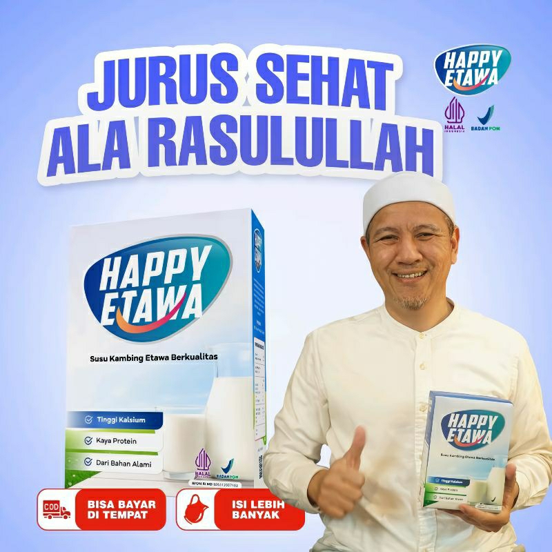 

[BEST SELLER] Susu HAPPY ETAWA – Jurus Sehat Ala Rasulullah Dengan Susu Kambing Etawa Berkualitas 250 gr Halal BPOM Habib Novel Alaydrus Approved | Eliza Official Store