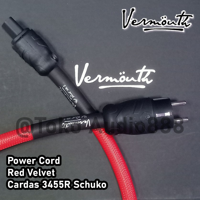Kabel Power Vermouth Red Velvet Schuko Plug panjang 1.2m Factory Terminated