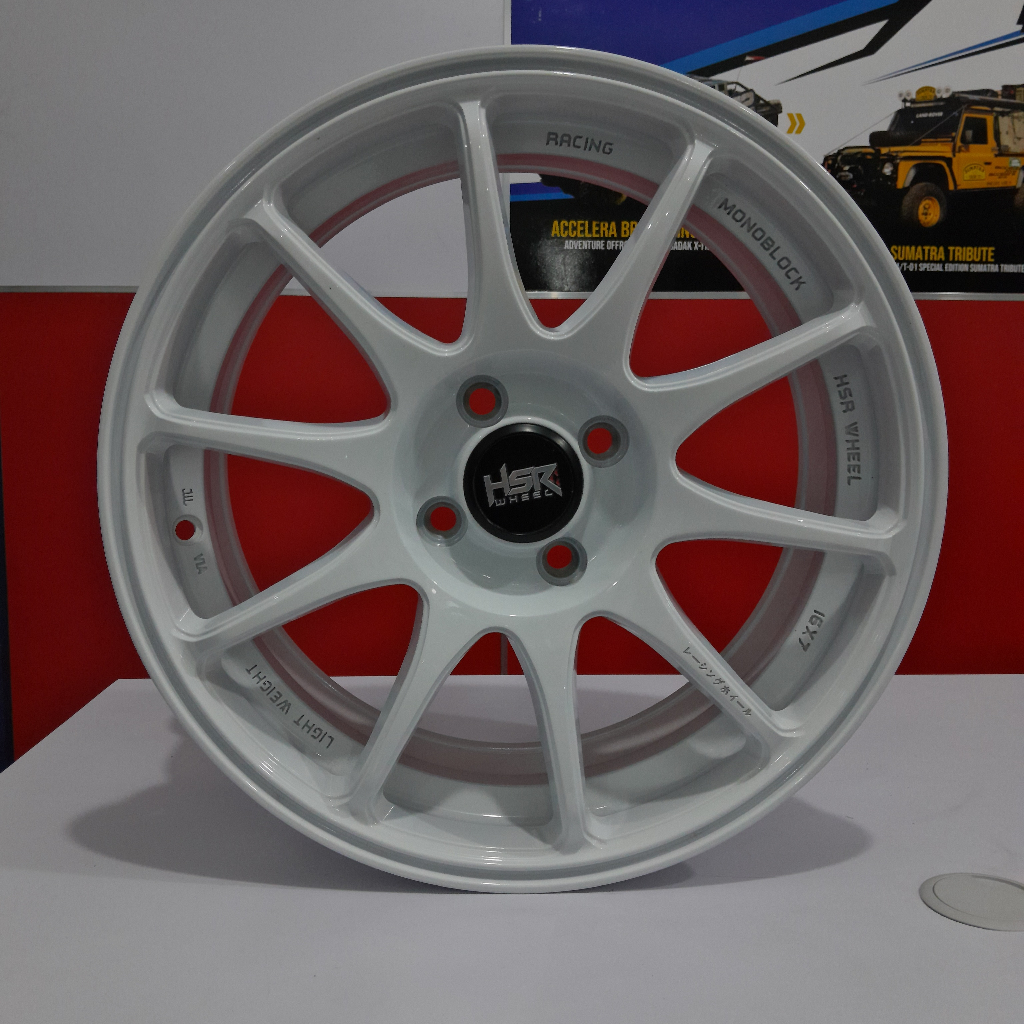 pelek hsr ring 16 hsr type indy lebar 7 offset 42 warna putih buat mobil soluna etios yaris vios dll