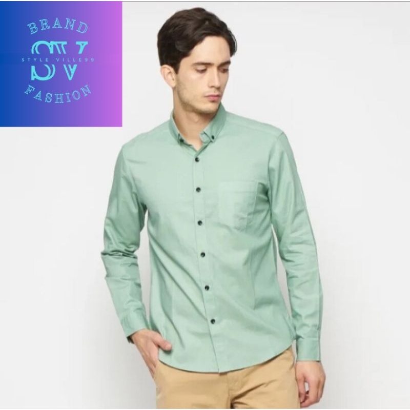 KEMEJA POLOS SAGE GREEN LENGAN PANJANG PRIA