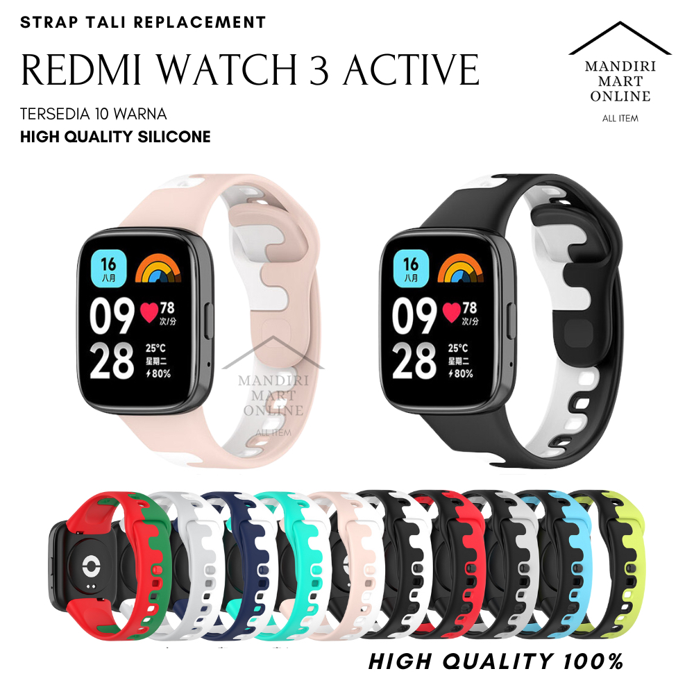 Strap Redmi Watch 3 Active Double Color Tali Pengganti Xiaomi Redmi Smartwatch 3 Active Bahan Silico