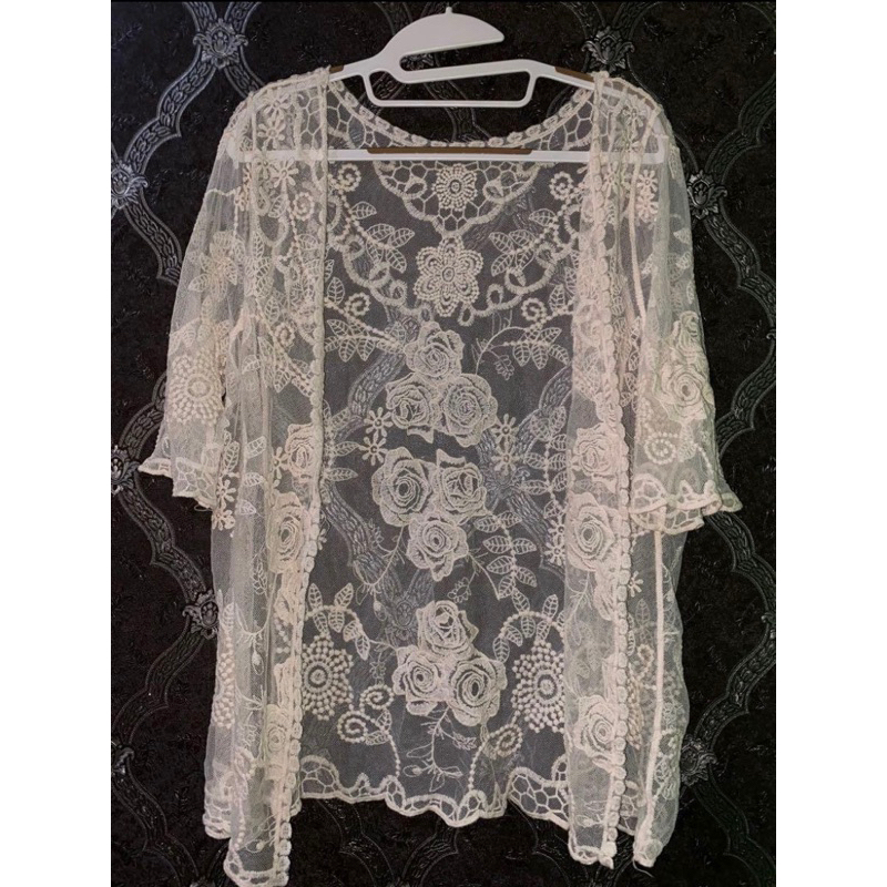 preloved outer brukat / outer kondangan / lace outer / white outer / brokat