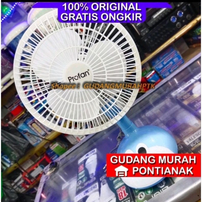 Kipas Angin Doraemon bisa Menoleh Swing Profan Desk fan Blue biru