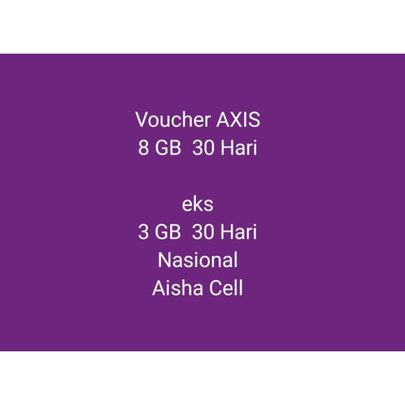 Voucher AXIS 8 GB 30 Hari