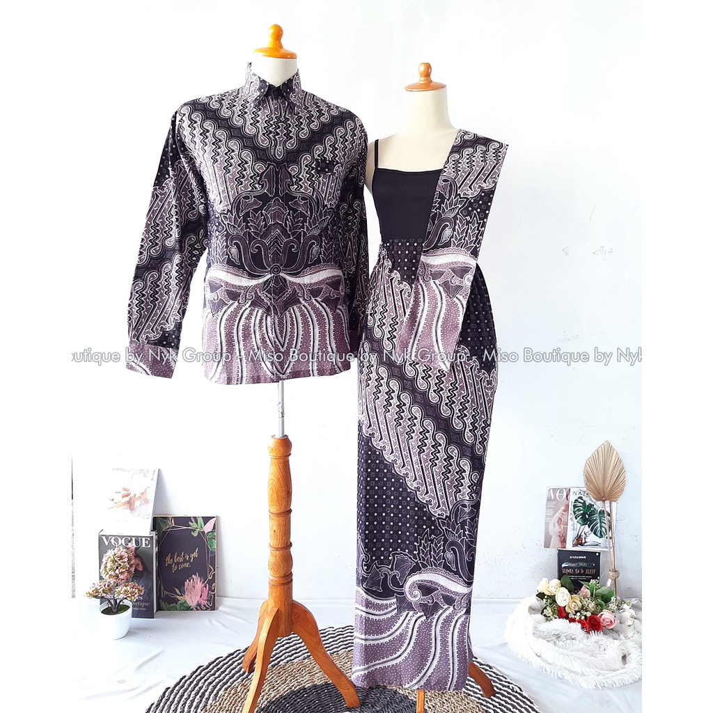 Kemeja dan Rok Batik Tiffany Mauve Free Selendang - Rok Span Batik Modern - Kemeja Lengan Panjang Ka