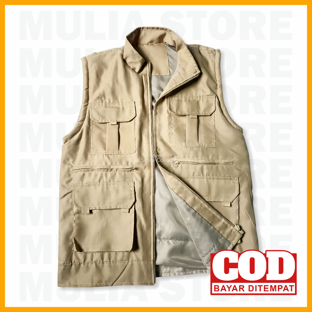 Rompi Motor Pria Lapangan Cargo Banyak Kantong Multifungsi