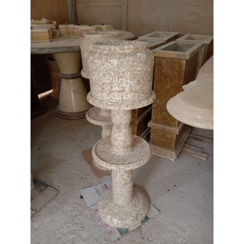 Set guci galon dan kaki bulat full batu marmer trotol tulungagung