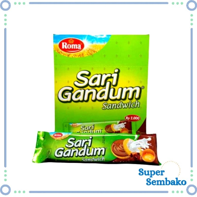 

SNACK BISKUIT SARI GANDUM SANDWICH SUSU Cokelat 39gr ISI 12 BUNGKUS