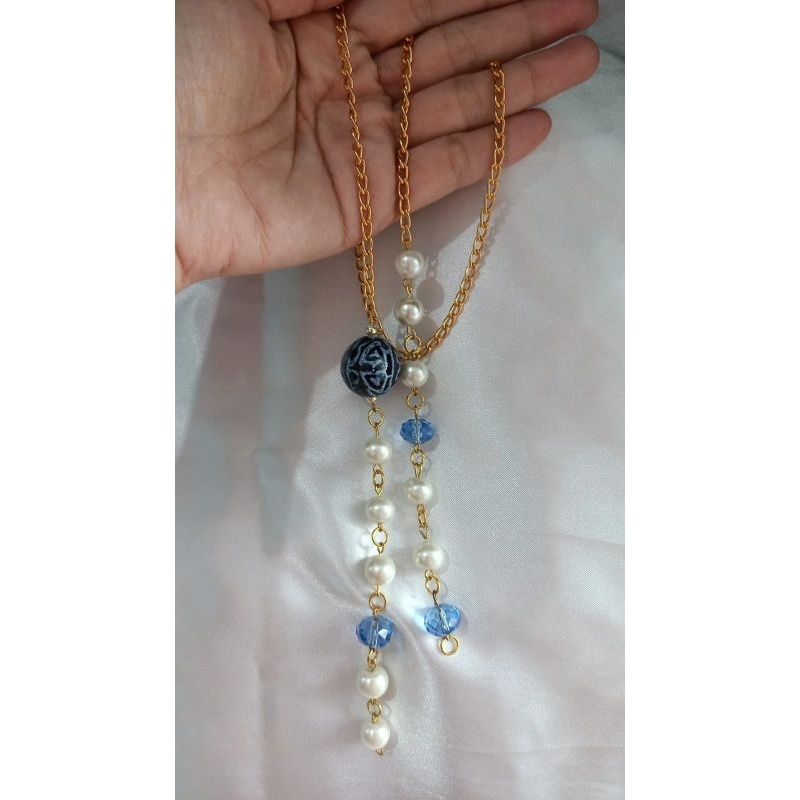 Kalung masker mutiara rantai gold / strap masker