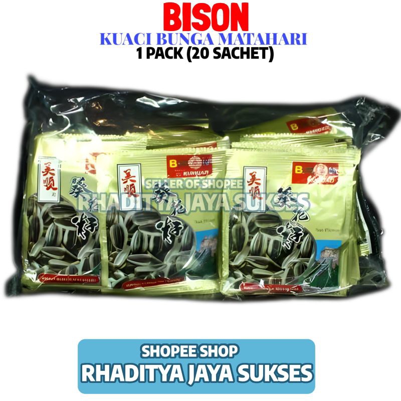 

Kuaci Bison 1 Pack Isi 20 Sachet (12 GR)