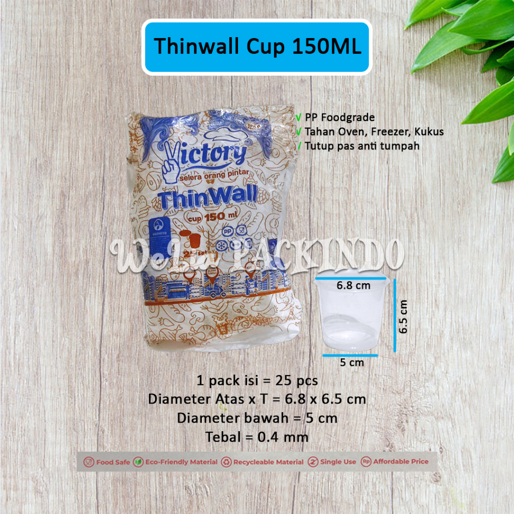 Thinwall Cup 150ml Bulat / Cup Sambal Sambel Saos Saus / Cup Puding Plastik