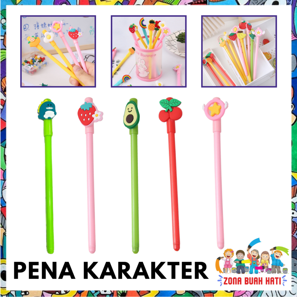 

ZBH Pena Gel Karakter 3D Lucu Pulpen Karakter Kartun Buah 0.5mm Pen Cute Student Japanese Alat Tulis Kantor Sekolah Pena Pen Pencet Tinta Cair Ujung Lancip Import