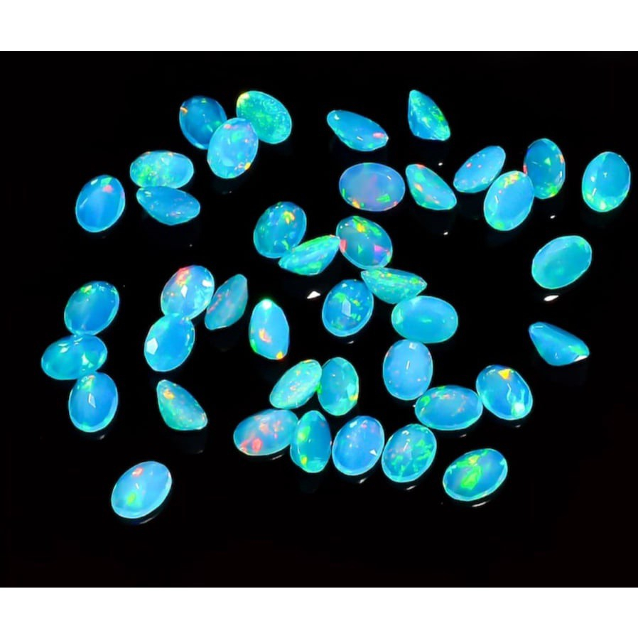 Natural Batu Permata Kaliamaya Biru / Blue Opal Ethiopia Kalimaya Kristal Kembang Jarong