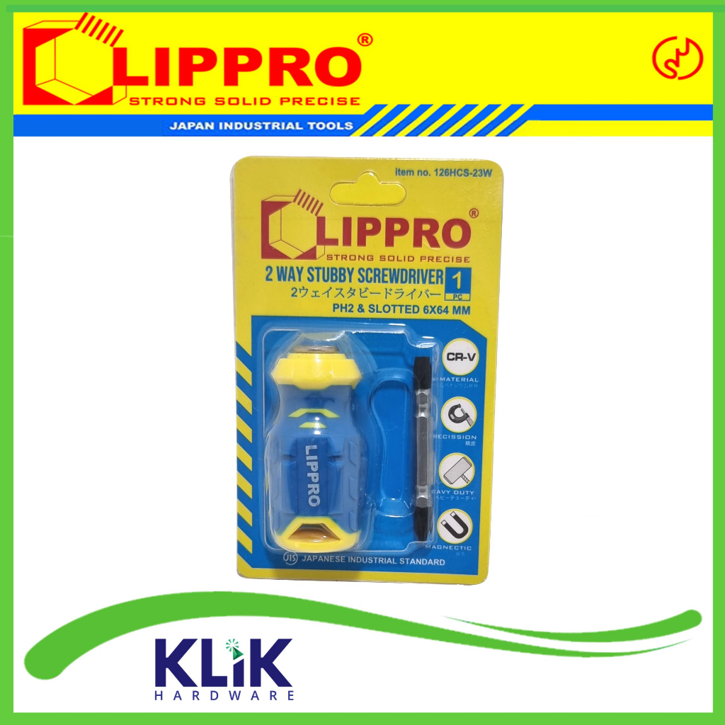 LIPPRO Obeng Mini 2 Way - Obeng Cebol Bolak Balik Stubby 126HCS-23W CR-V