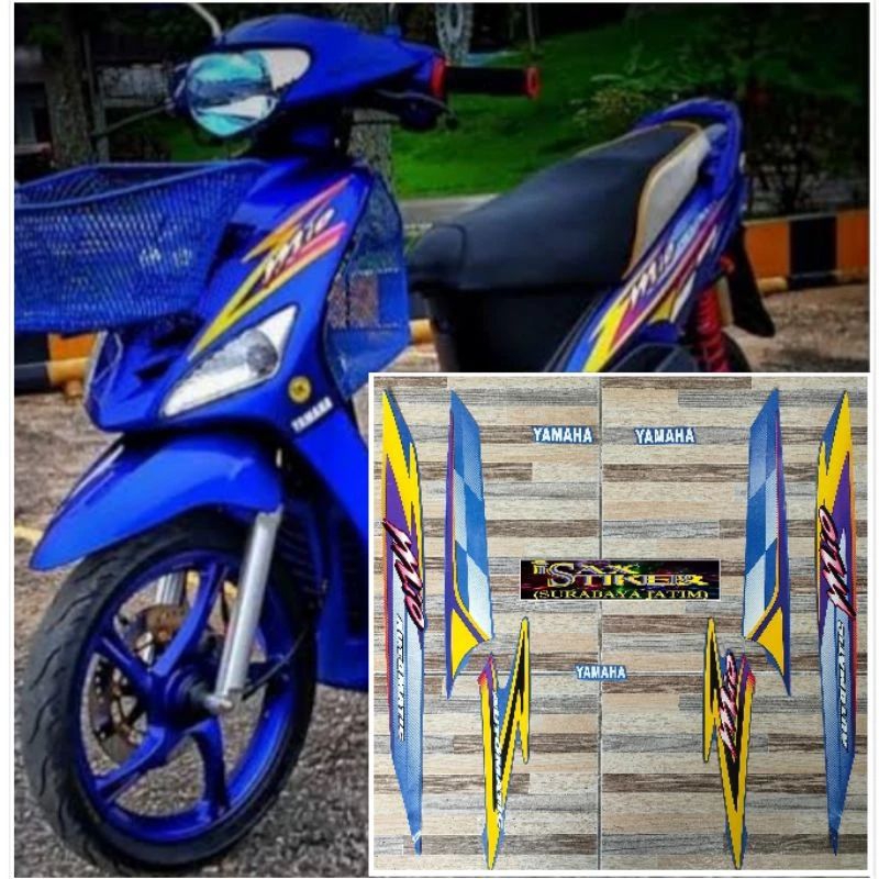 stripping sticker lis standar ori yamaha mio sporty smile 2003 2004 warna biru