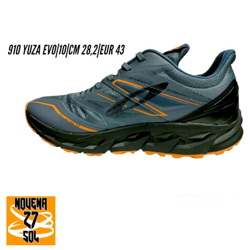 Sepatu Running Trail 910 - Yuza Evo - Dark Grey/Black/Orange, ORIGINAL,EUR 43